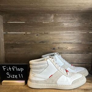 Mens Fitflop Hugo White Leather Casual Comfort High Top Sneakers Shoes Size 11 D